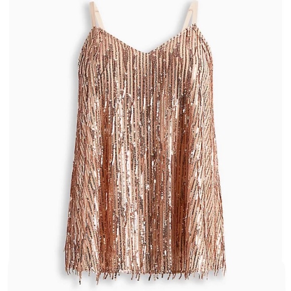 torrid Tops - 92. Torrid Rose Gold Sophie Sequin Fringe Swing Cami 0